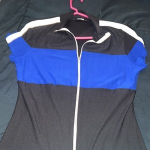 Fashion Nova Black and Blue Jumpsuit Knee Length